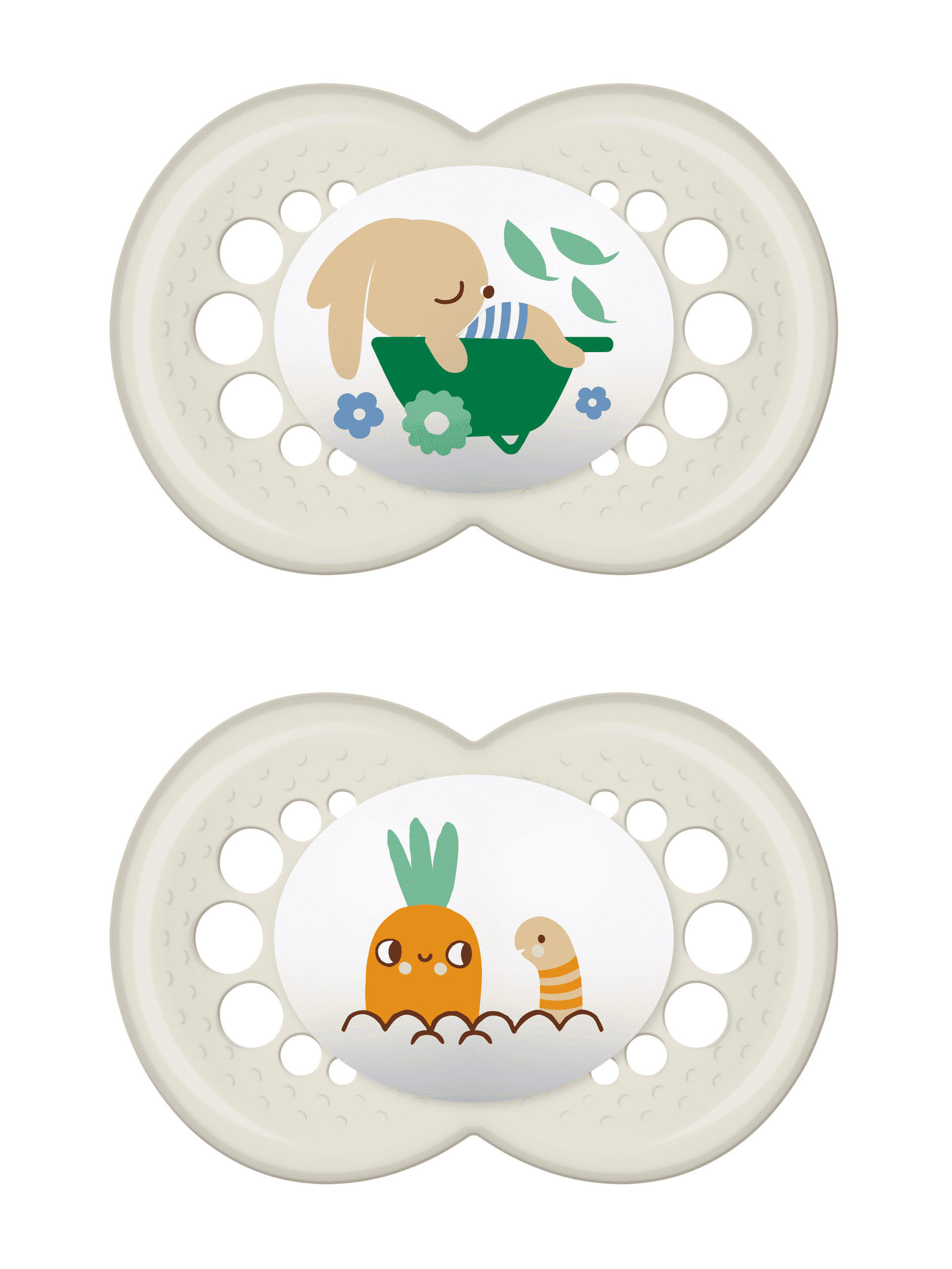 Original Napp 2-pack Silikon - 6-16 mån - MAM Neutral (Kanin/Morot)