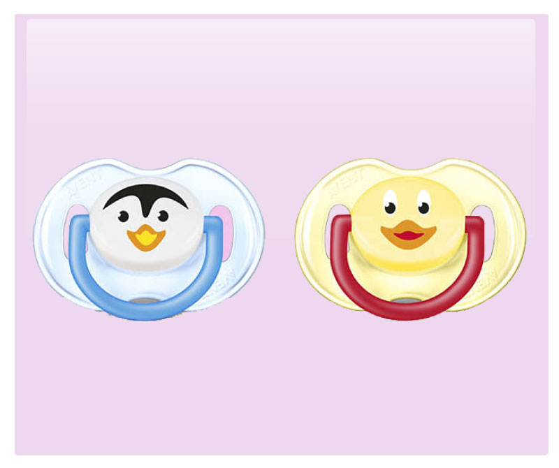 Philips Avent Klassiska nappar 2-pack - 0-6 mån Blå/Gul
