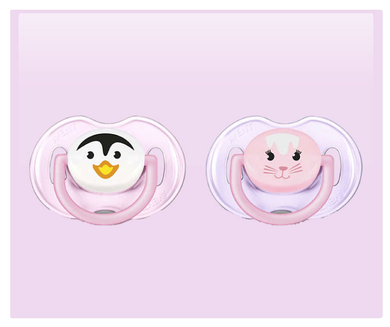 Philips Avent Klassiska nappar 2-pack - 0-6 mån Rosa/Lila