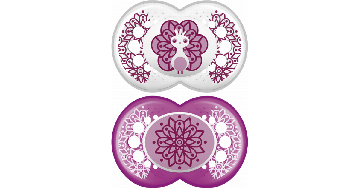 Original Napp Latex 2-pack - 16-36 mån - MAM Rosa påfågel