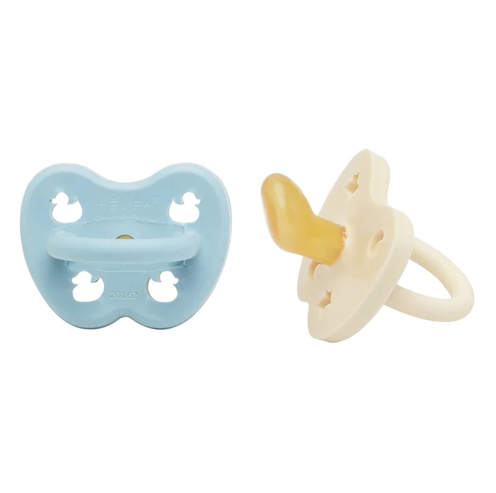 Naturgumminapp - Baby Blue & Milky White, 0-3 mån 2-pack - Hevea Anatomisk