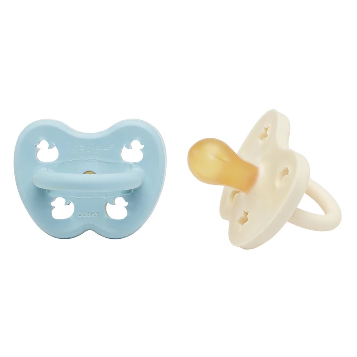 Naturgumminapp - Baby Blue & Milky White, 0-3 mån 2-pack - Hevea Rund