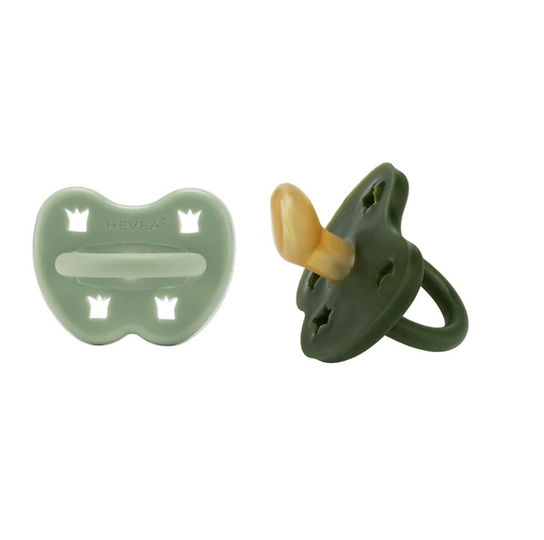 Naturgumminapp - Moss Green & Deep Forest Green, 3-36 mån 2-pack - Hevea Anatomisk/Ortodontisk
