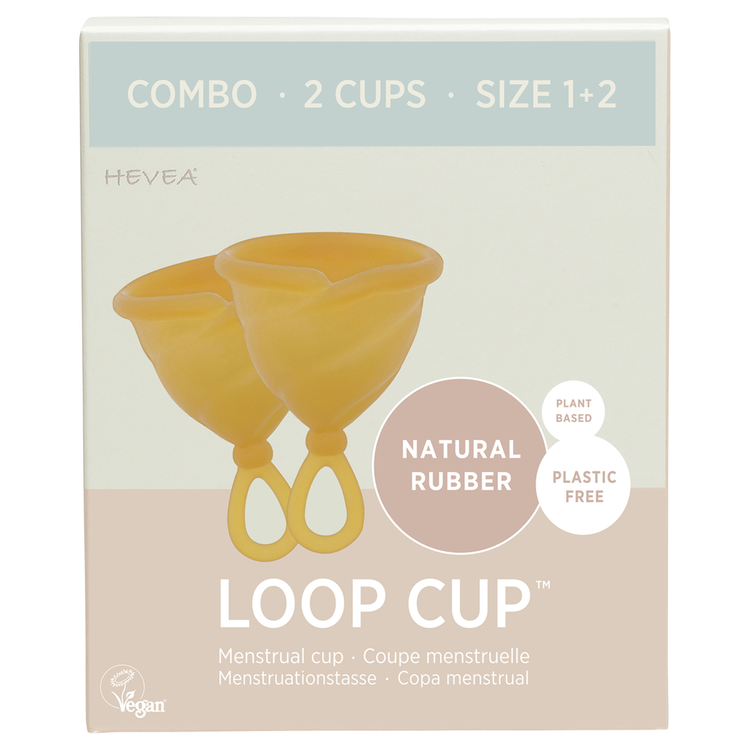 Hevea - Loop Cup Menskopp i Naturgummi Kombopaket (En storlek 1 och en storlek 2)