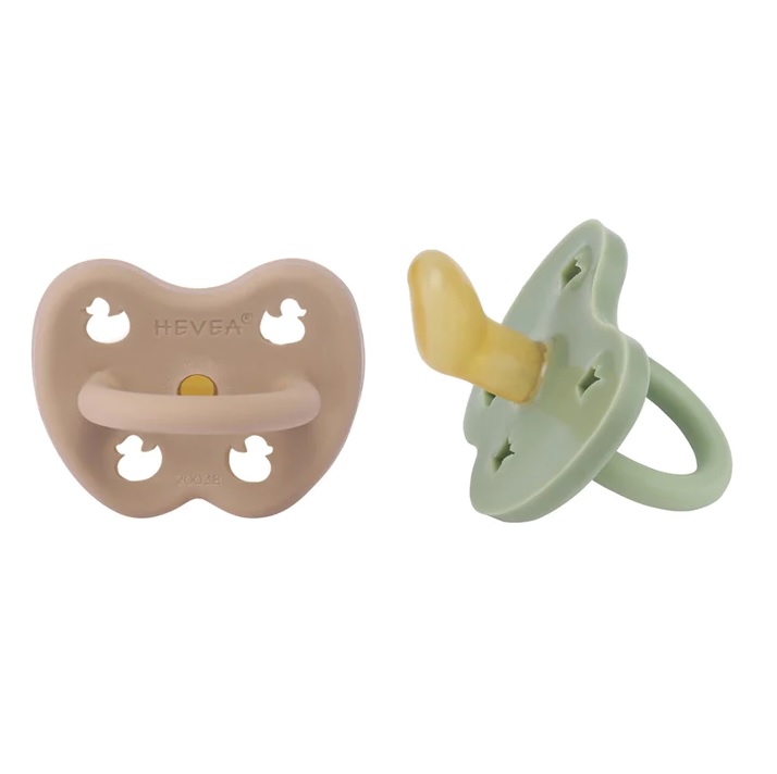 Naturgumminapp - Tan Beige & Moss Green, 3-36 mån 2-pack - Hevea Anatomisk/Ortodontisk