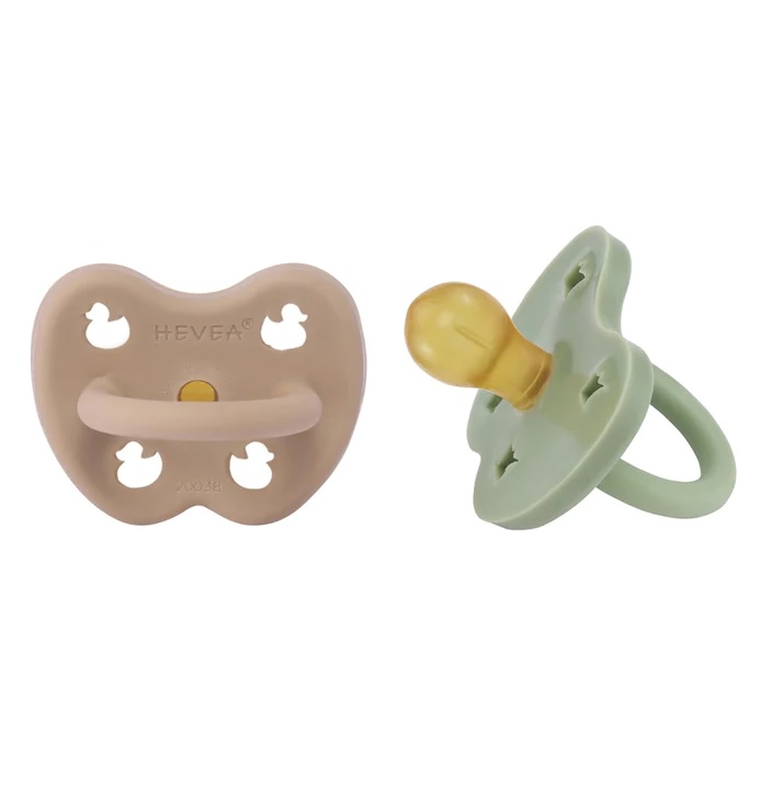 Naturgumminapp - Tan Beige & Moss Green, 3-36 mån 2-pack - Hevea Rund