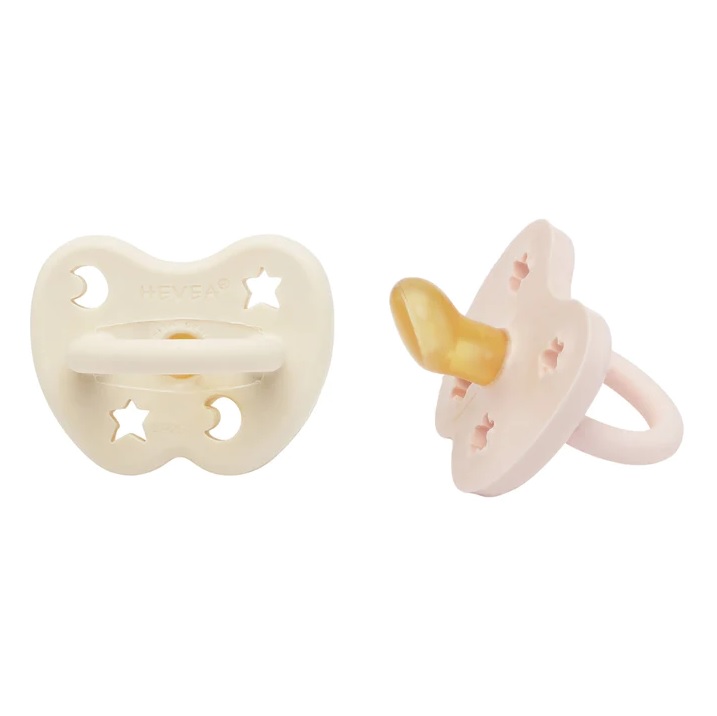 Naturgumminapp - Powder Pink & Milky White , 0-3 mån 2-pack - Hevea Anatomisk/Ortodontisk