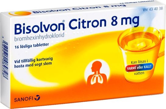 Bisolvon citron, löslig tablett 8 mg 16 st