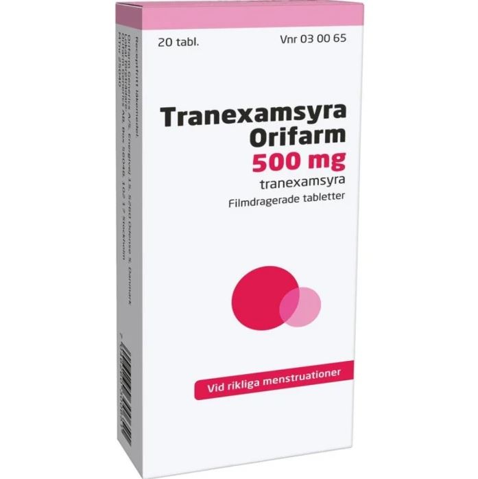 Tranexamsyra Orifarm, filmdragerad tablett 500 mg 20 st