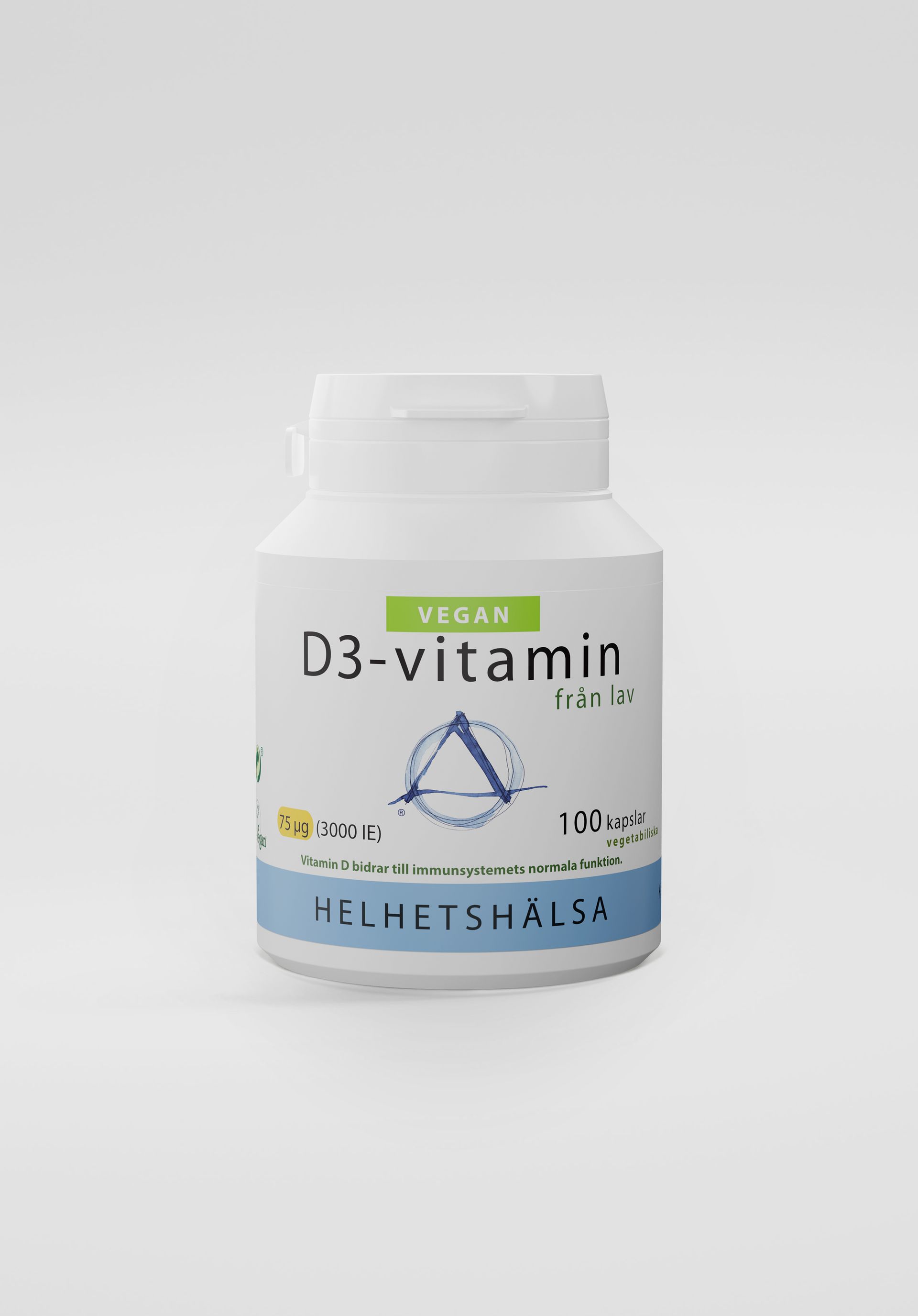 D3-vitamin, 75 µg, vegan 100 kapslar - Helhetshälsa