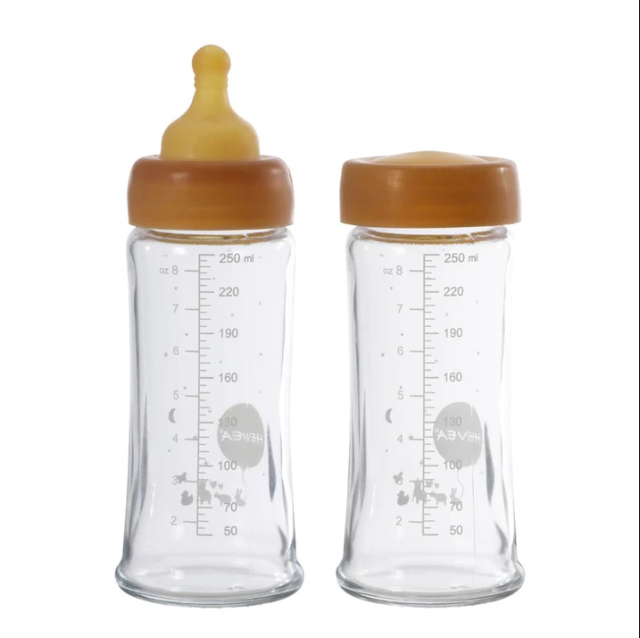 Wide Neck Nappflaska i glas, 250 ml 2-pack - Hevea