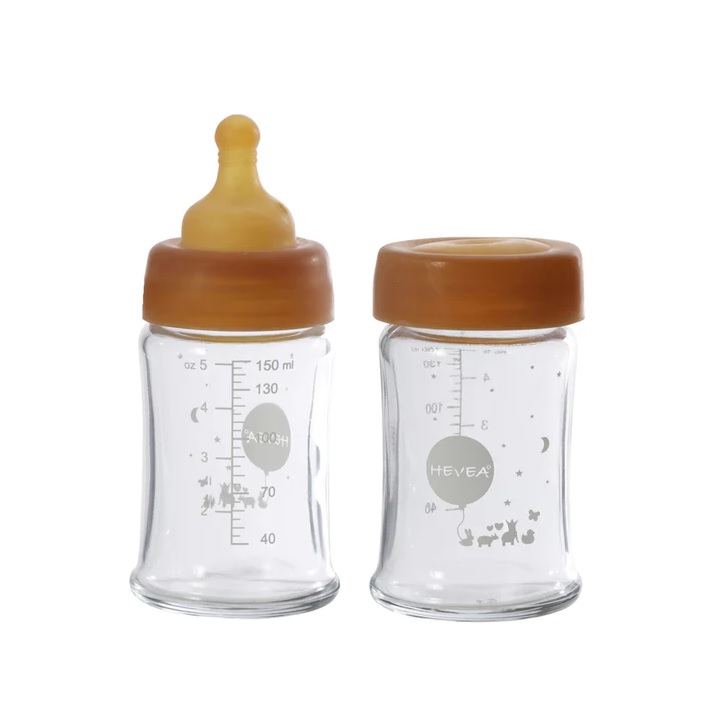 Wide Neck Nappflaska i glas, 150 ml 2-pack - Hevea