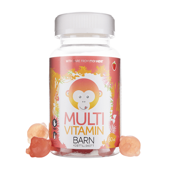 Monkids Multivitamn Jordgubb Barn 60 tuggisar