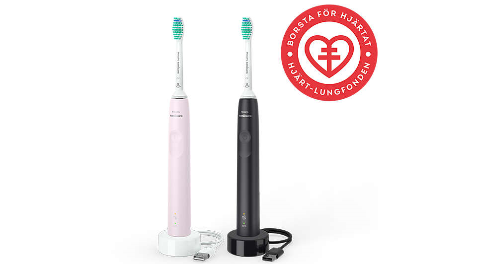 Philips Sonicare 3100 series 2x Sonisk eltandborste - Svart/Rosa