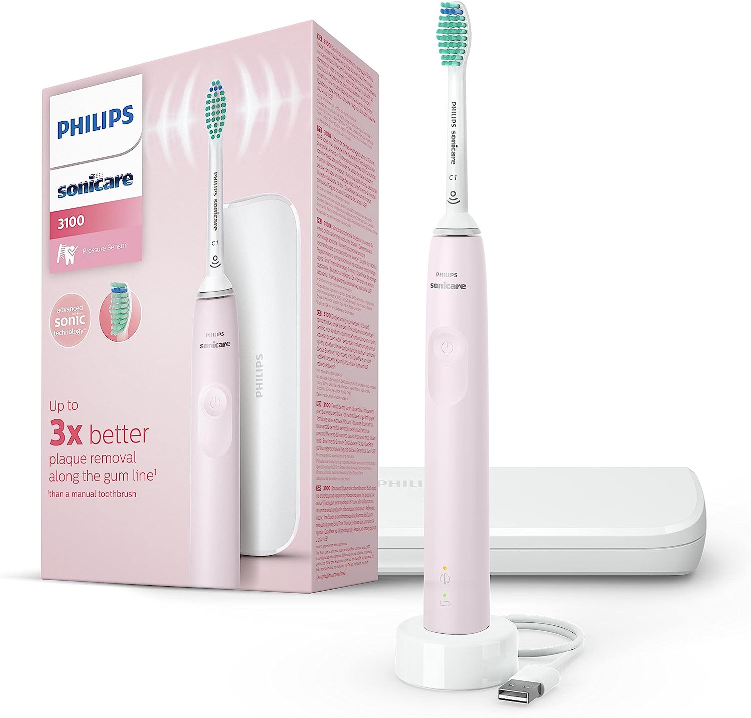 Philips Sonicare 3100 series Sonisk eltandborste + resefodral - Rosa