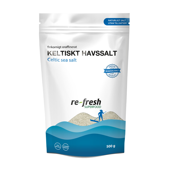 Keltiskt havssalt (Celtic sea salt) Finkornigt 500g - Re-fresh Superfood