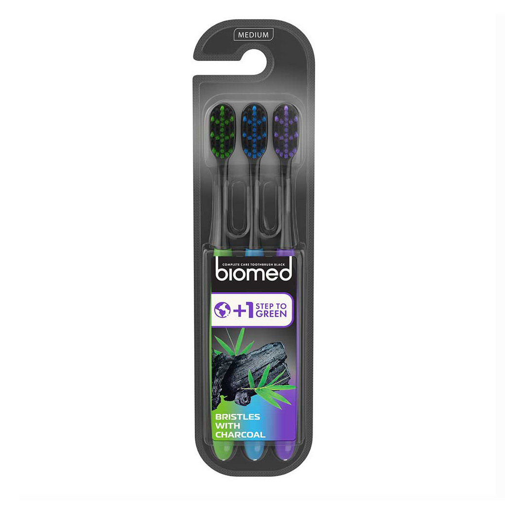 Charcoal tandborste Multipack 3-pack - Biomed