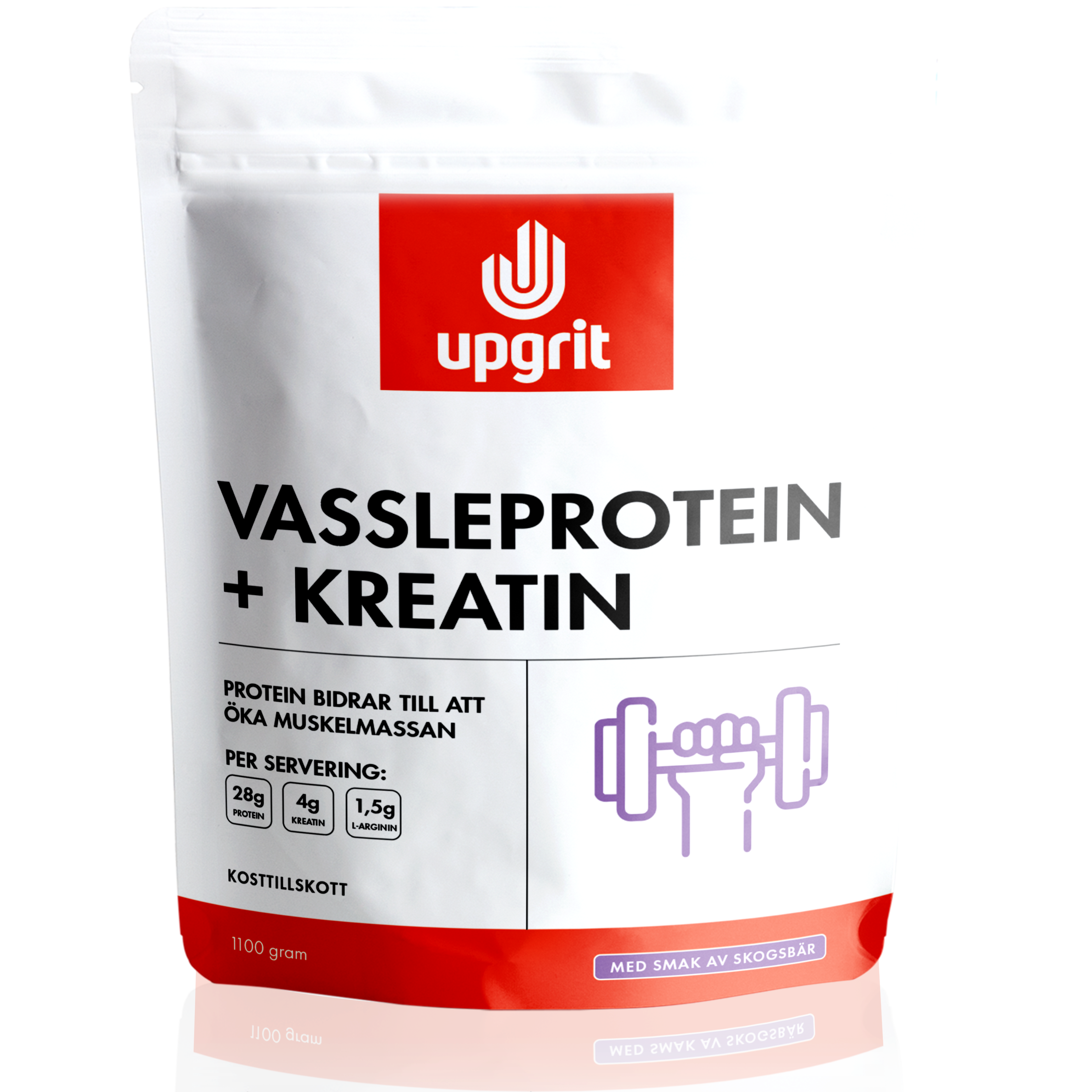 Upgrit Vassleprotein + Kreatin, Skogsbär - 1100 gram