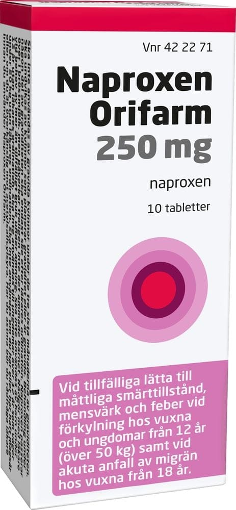 Naproxen Orifarm, tablett 250 mg 10 st
