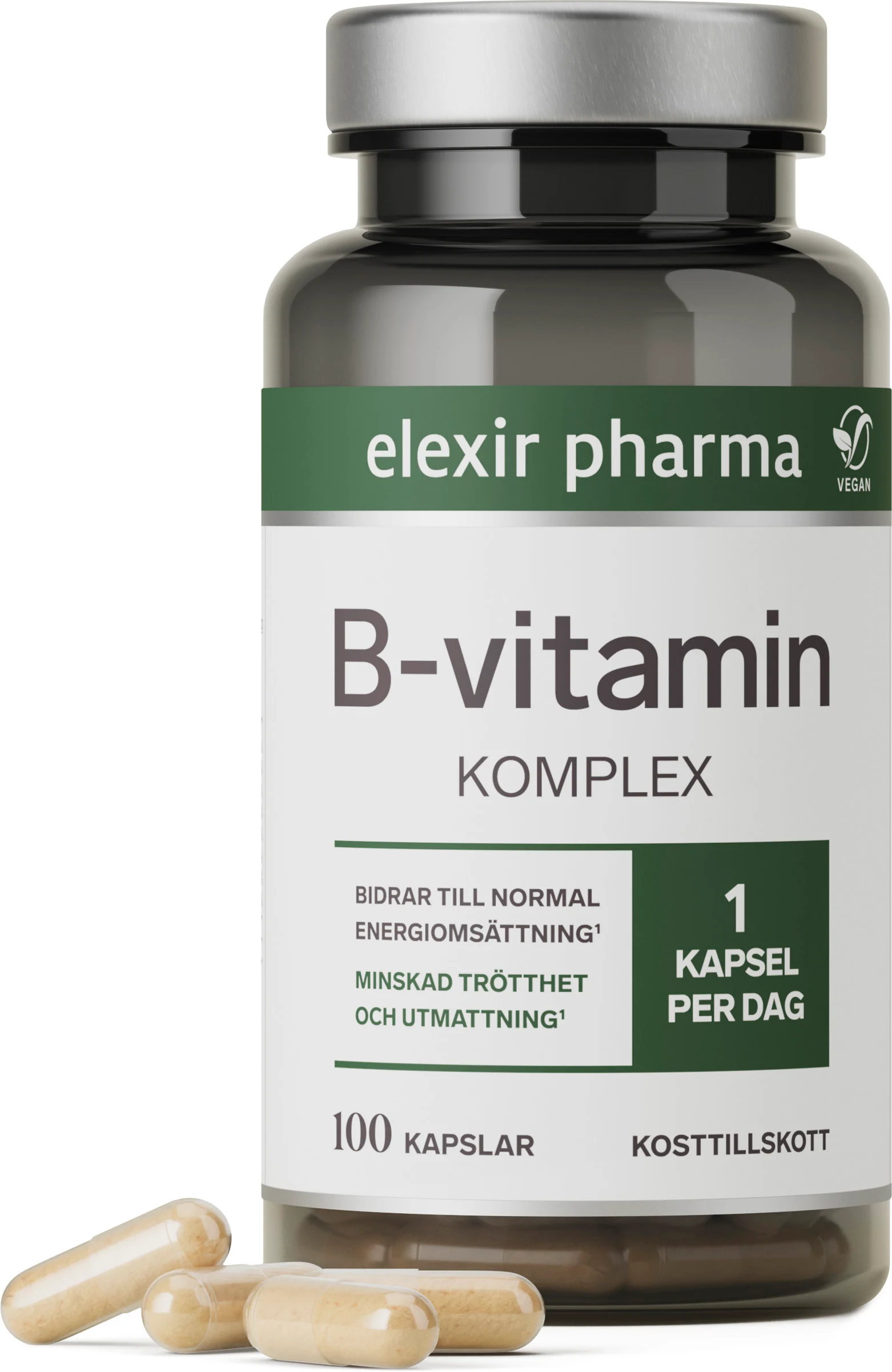 Elexir B-vitamin Komplex 100 kapslar