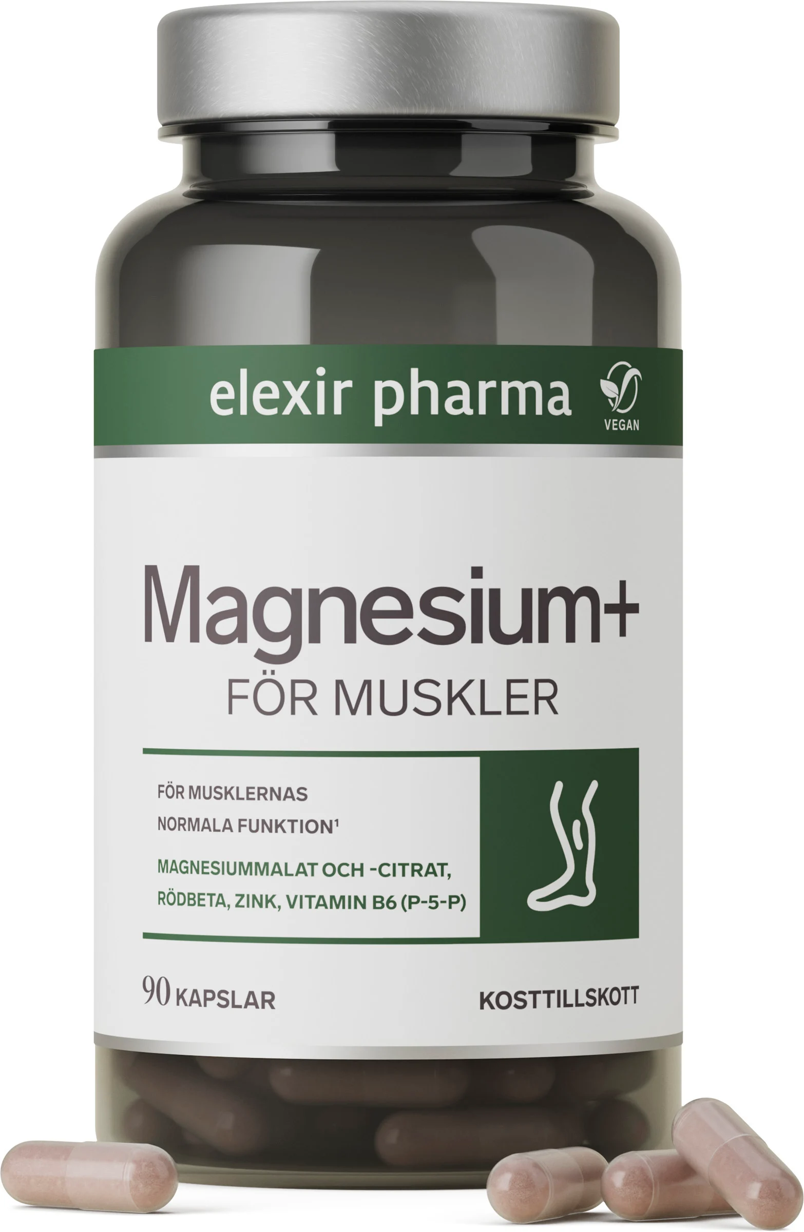 Magnesium+ För muskler 90 kapslar - Elexir Pharma