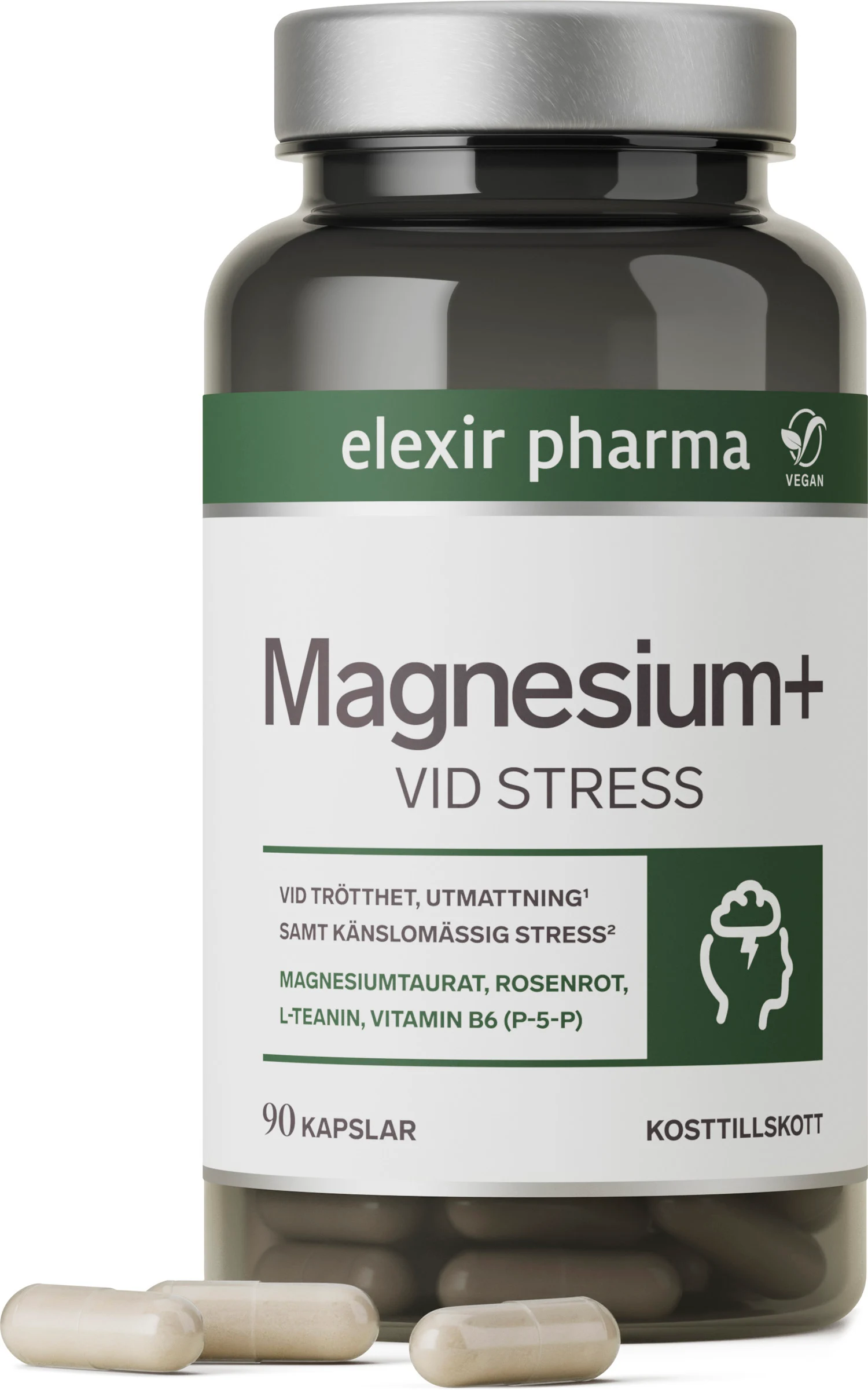 Magnesium+ Vid stress 90 kapslar - Elexir Pharma