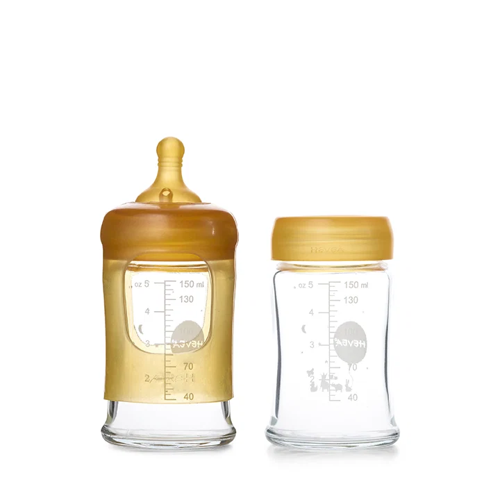 Wide Neck Nappflaska i glas, 150 ml 2-pack – Hevea